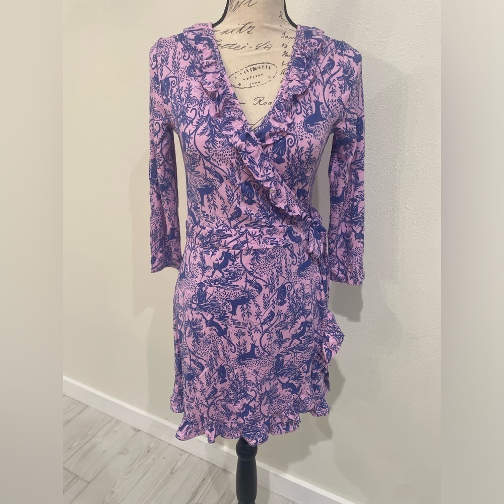 Lilly Pulitzer Lilac Freesia Safari As I Can See Jessalynne Wrap Romper NWT